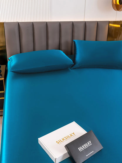 Set da 3 pezzi in seta 19Momme: lenzuolo con angoli + 2 federe