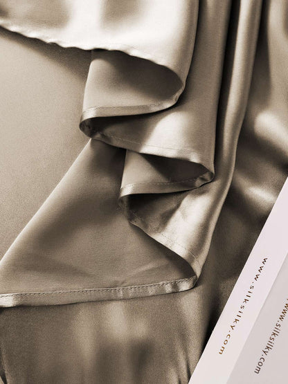 Set di seta 19Momme da 4 pezzi: lenzuolo sopra + lenzuolo con angoli + 2 federe