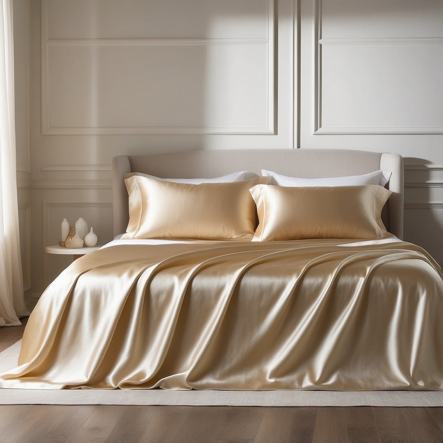 SET DI 10 PEZZI PER LETTO DI LUSSO IN SETA EGIZIANA