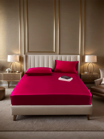 Set da 3 pezzi in seta 19Momme: lenzuolo con angoli + 2 federe