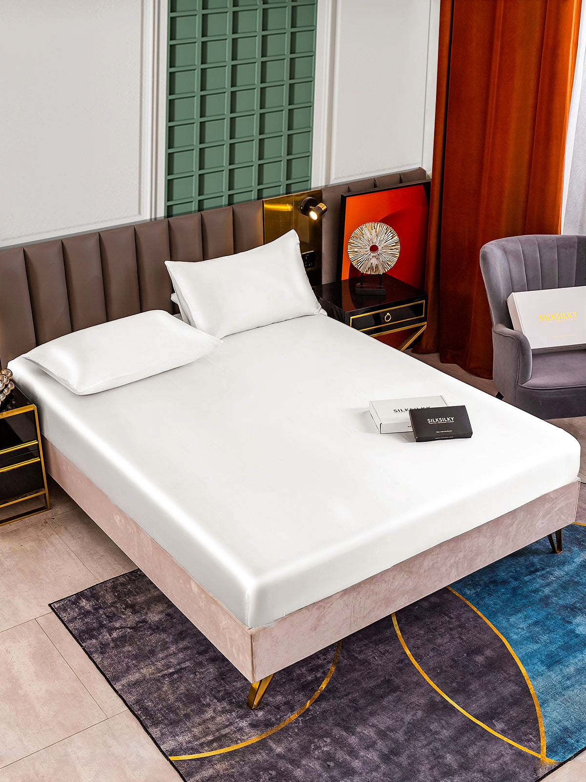 Set in seta da 3 pezzi 25Momme: lenzuolo con angoli + 2 federe