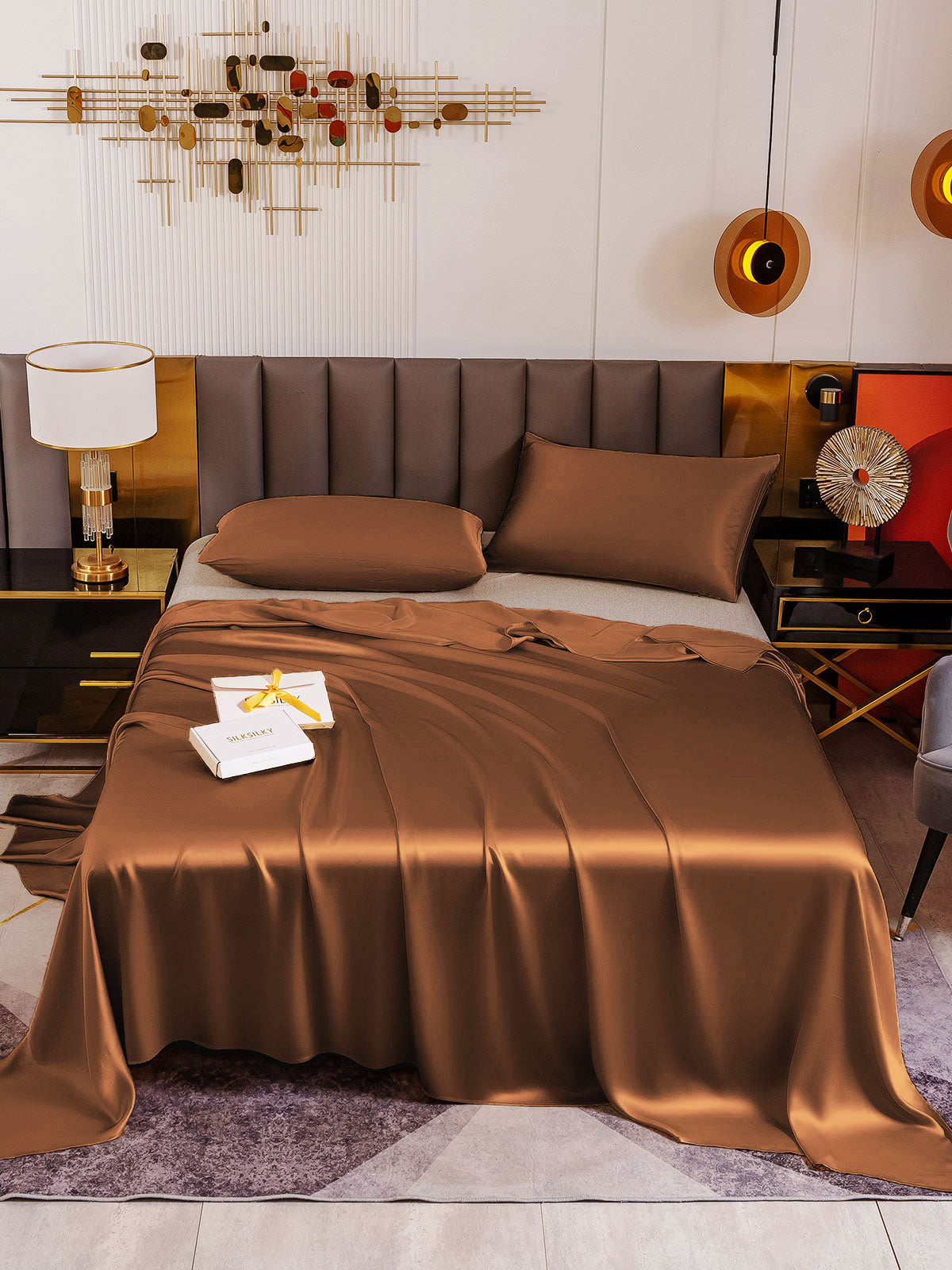 Set in seta da 3 pezzi 19Momme: lenzuolo sopra + 2 federe