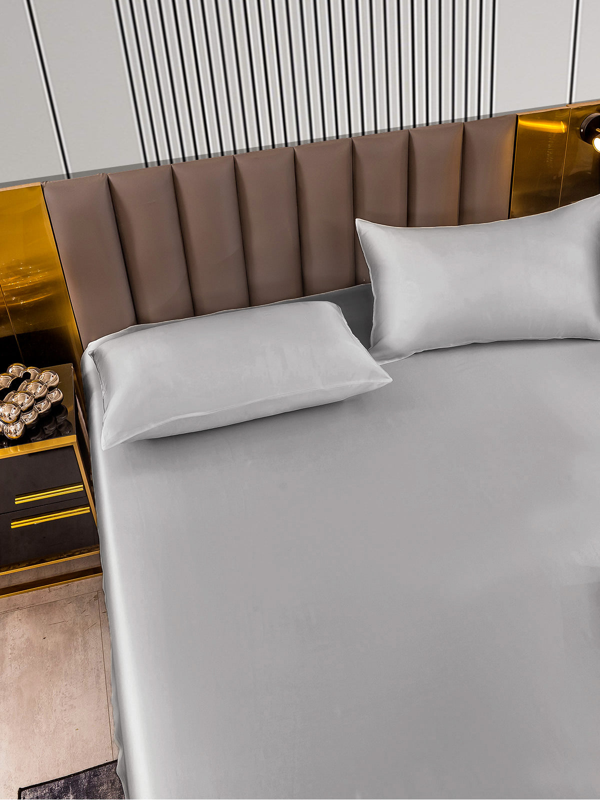 Set in seta da 3 pezzi 22Momme: lenzuolo con angoli + 2 federe