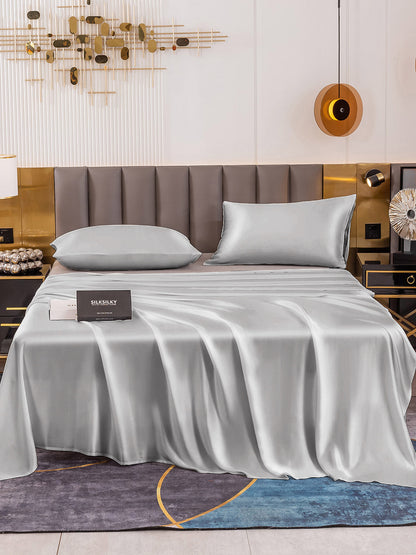 Set in seta da 3 pezzi 19Momme: lenzuolo sopra + 2 federe