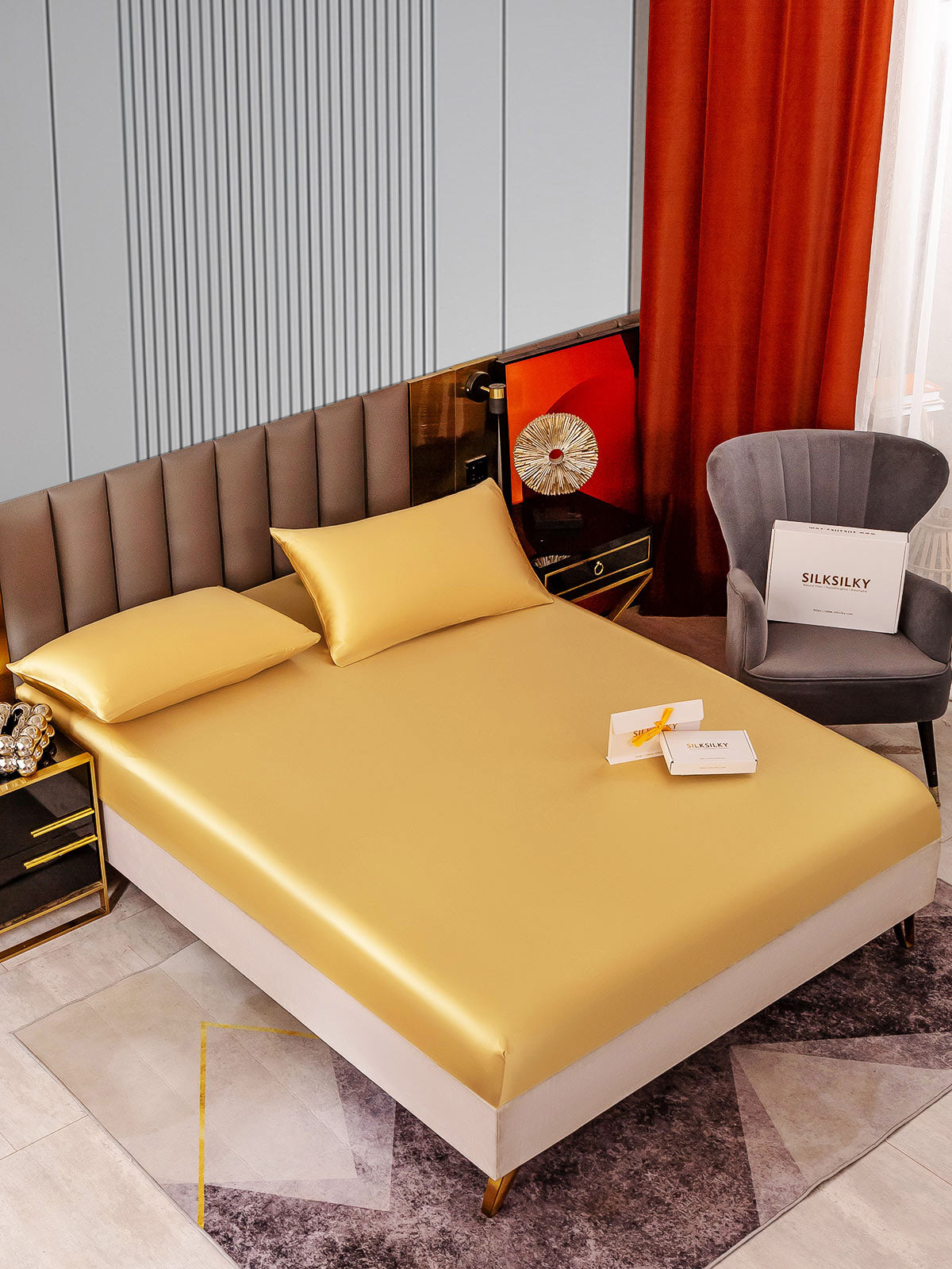 Set in seta da 3 pezzi 22Momme: lenzuolo con angoli + 2 federe