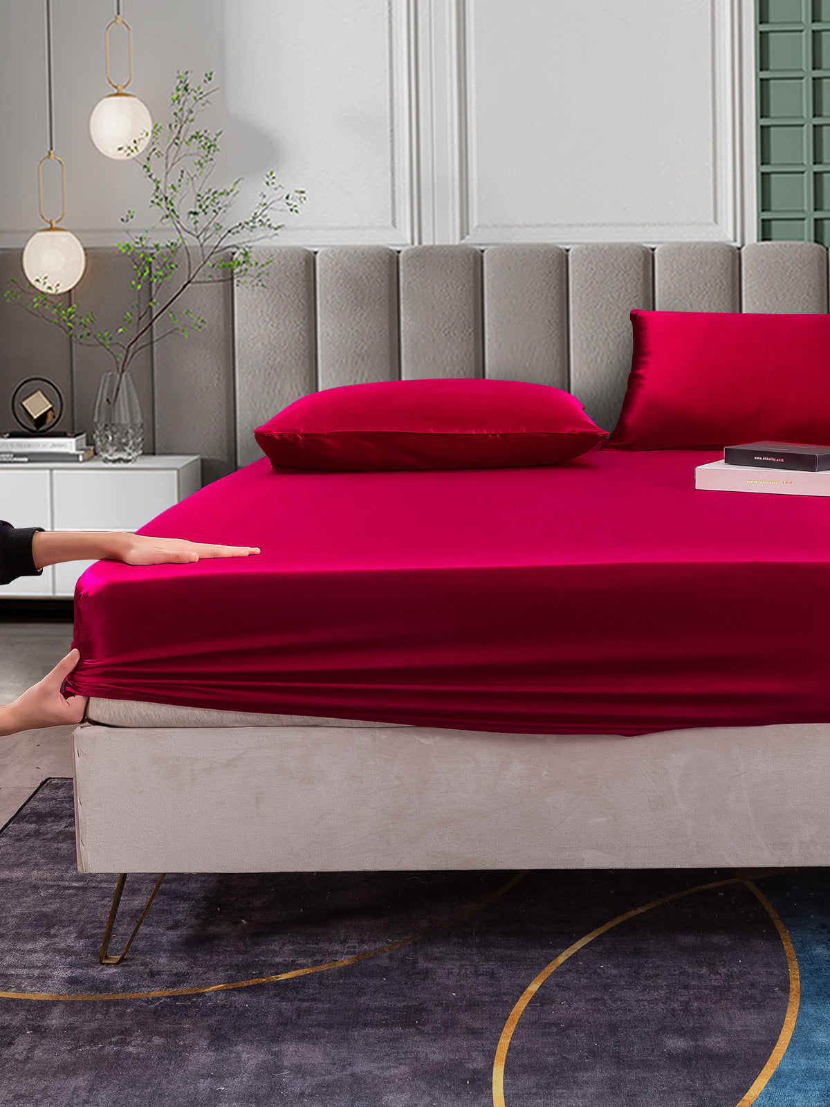 Set in seta da 3 pezzi 25Momme: lenzuolo con angoli + 2 federe