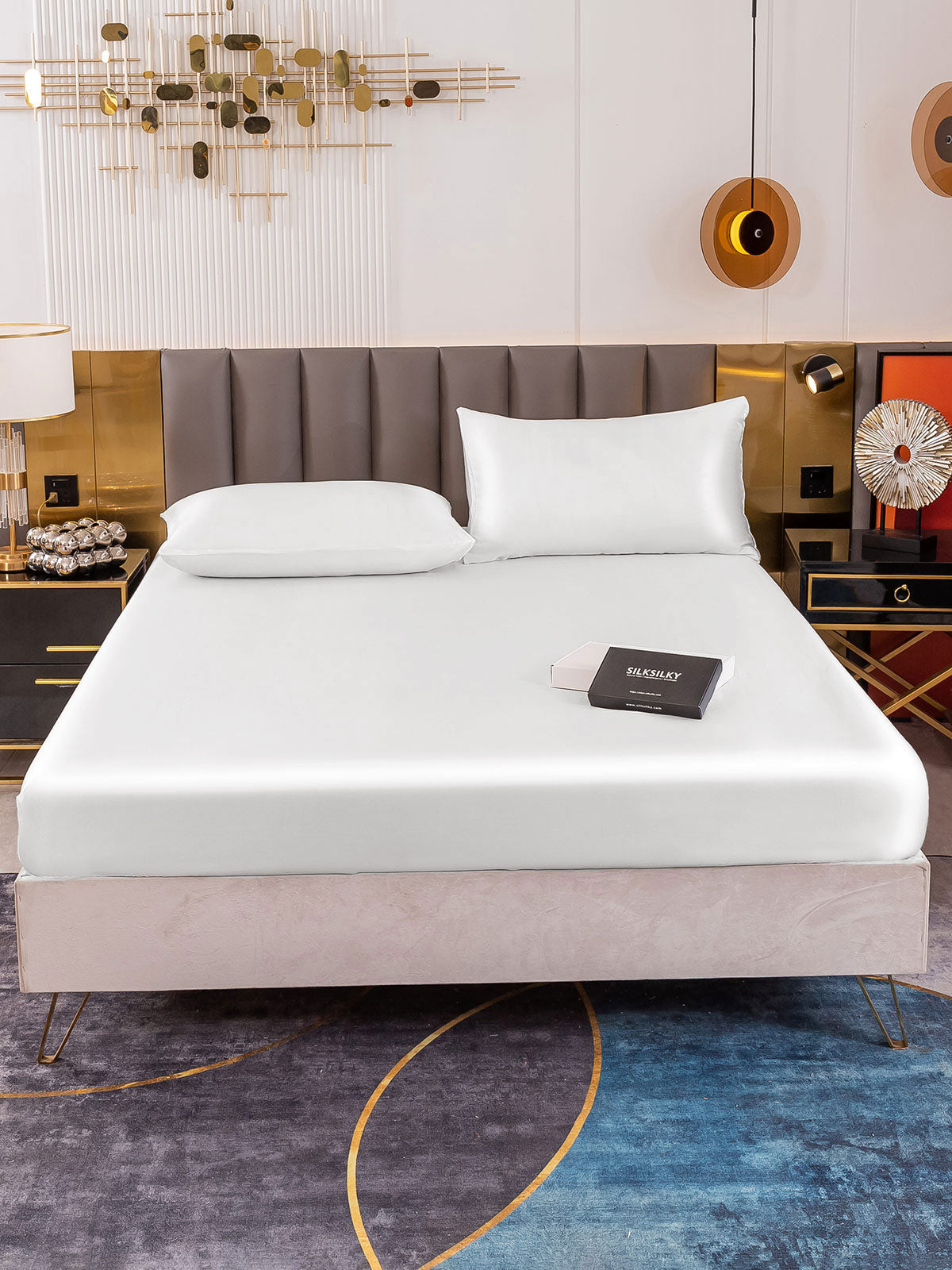 Set da 3 pezzi in seta 19Momme: lenzuolo con angoli + 2 federe