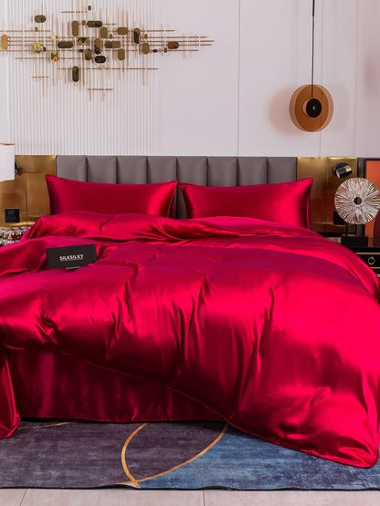 Set di seta 19Momme da 4 pezzi: copripiumino + lenzuolo + 2 federe