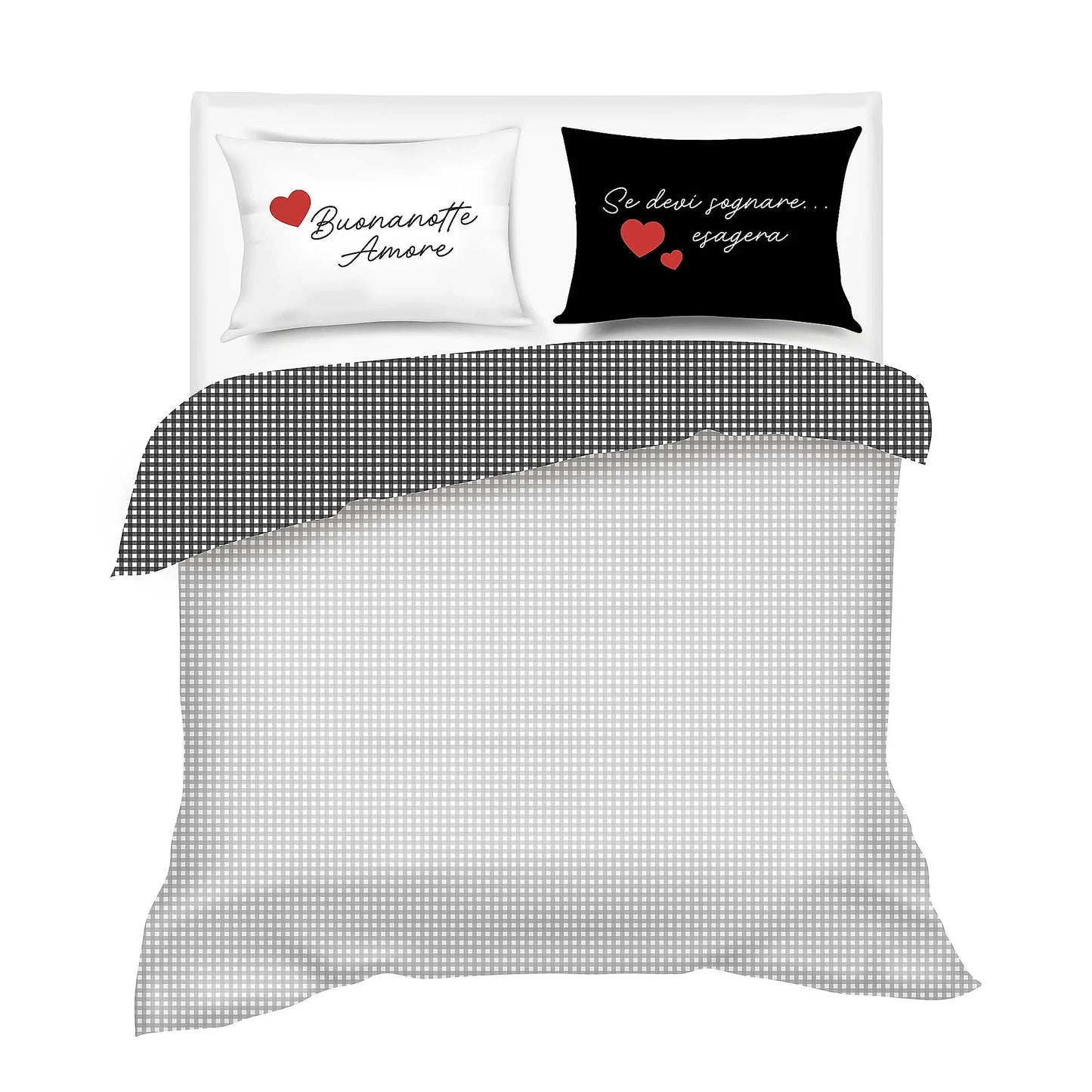 Completo letto Scritte d'Amore in raso di cotone