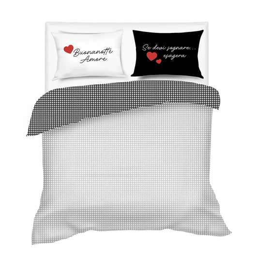 Completo letto Scritte d'Amore in raso di cotone