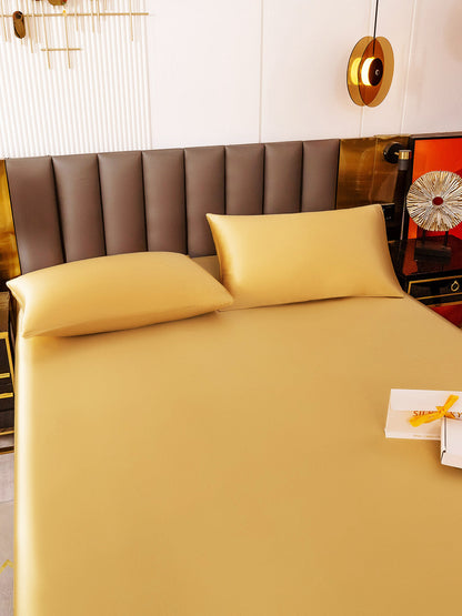 Set da 3 pezzi in seta 19Momme: lenzuolo con angoli + 2 federe