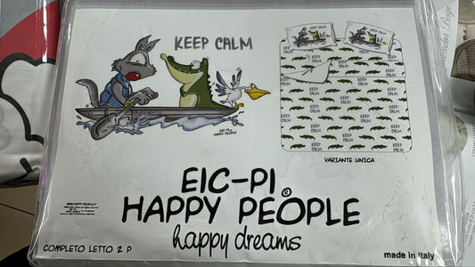 Completo letto 2 posti Happy People Keep calm