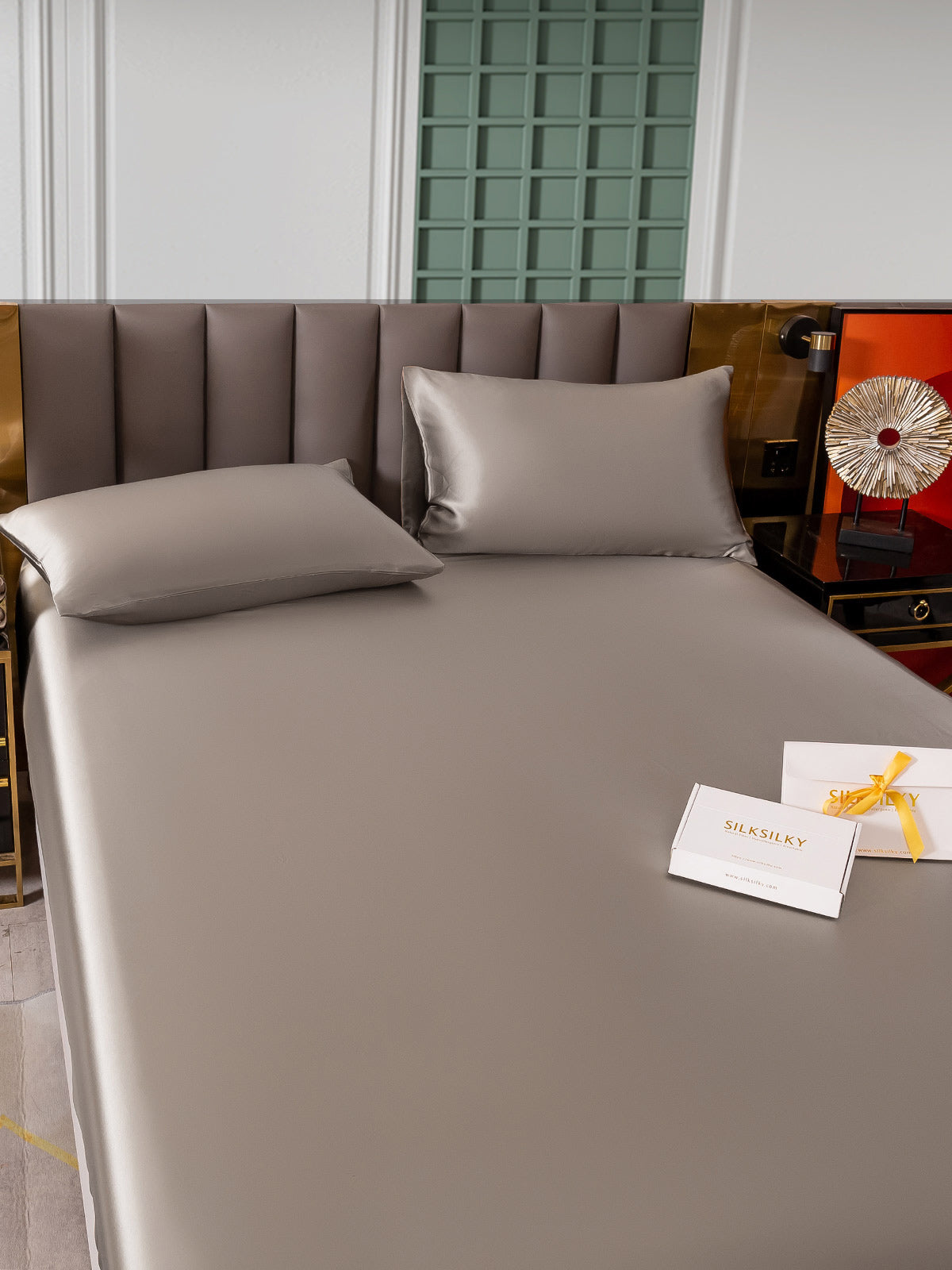 Set in seta da 3 pezzi 25Momme: lenzuolo con angoli + 2 federe