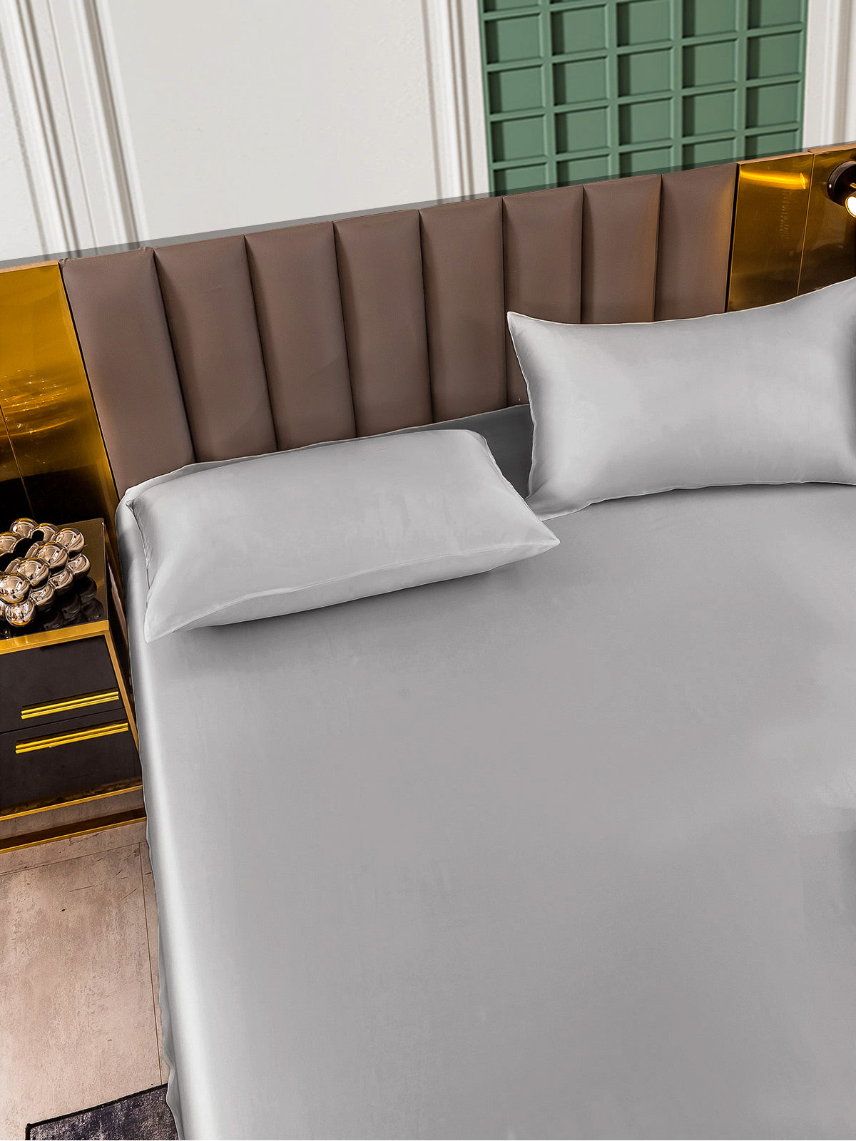 Set in seta da 3 pezzi 25Momme: lenzuolo con angoli + 2 federe