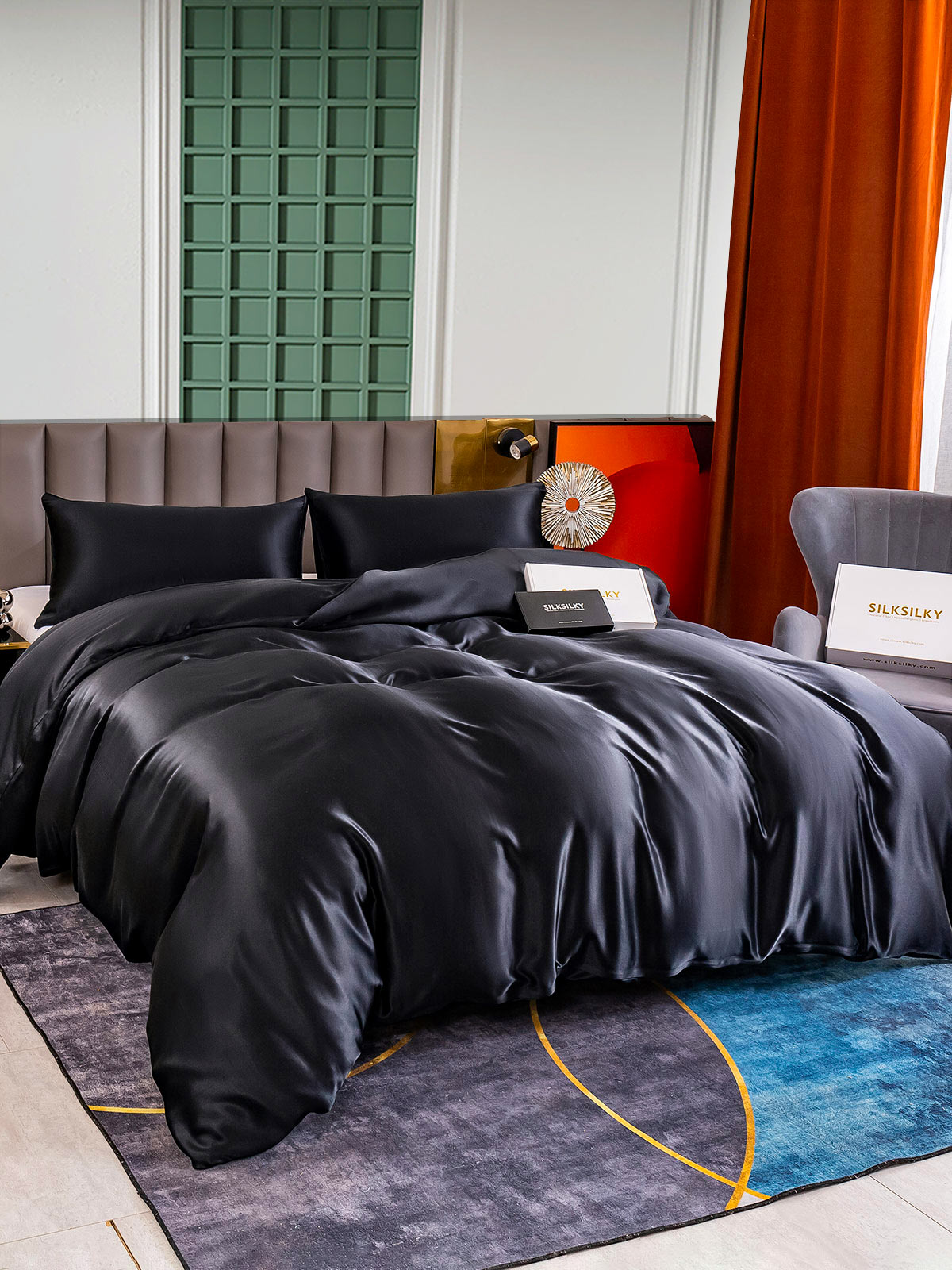 Set in seta da 3 pezzi 25Momme: copripiumino + 2 federe