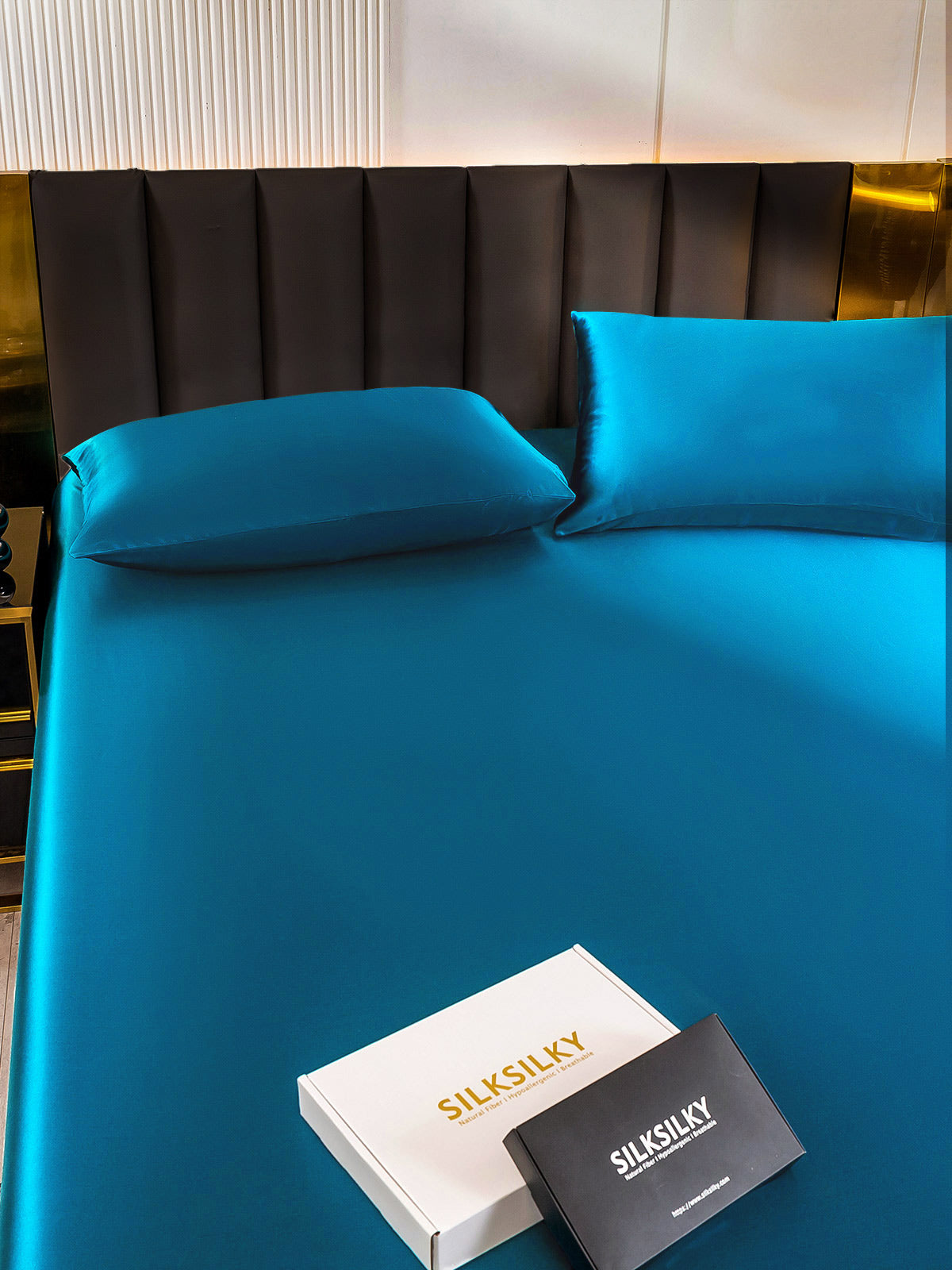 Set in seta da 3 pezzi 22Momme: lenzuolo con angoli + 2 federe