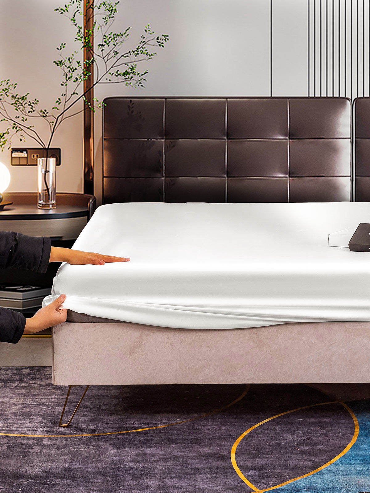 22 Momme lenzuolo con angoli di seta senza cucitura