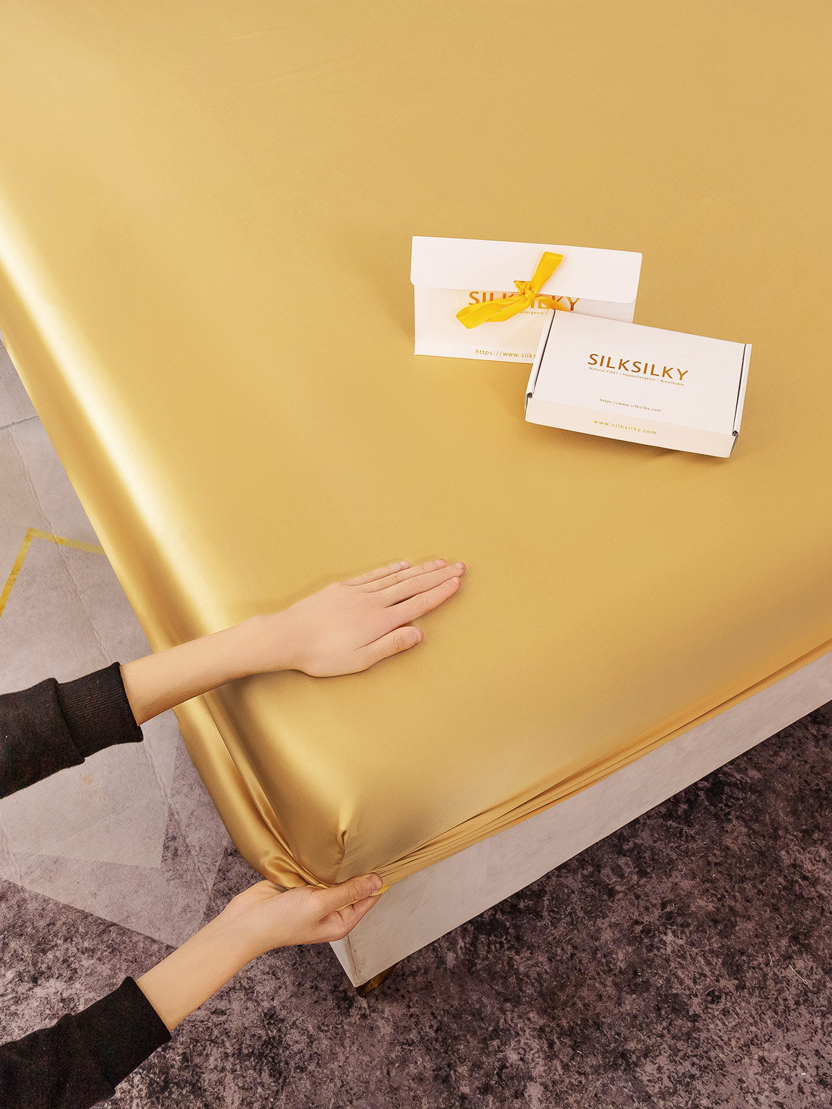 19 Momme lenzuolo con angoli di seta senza cucitura