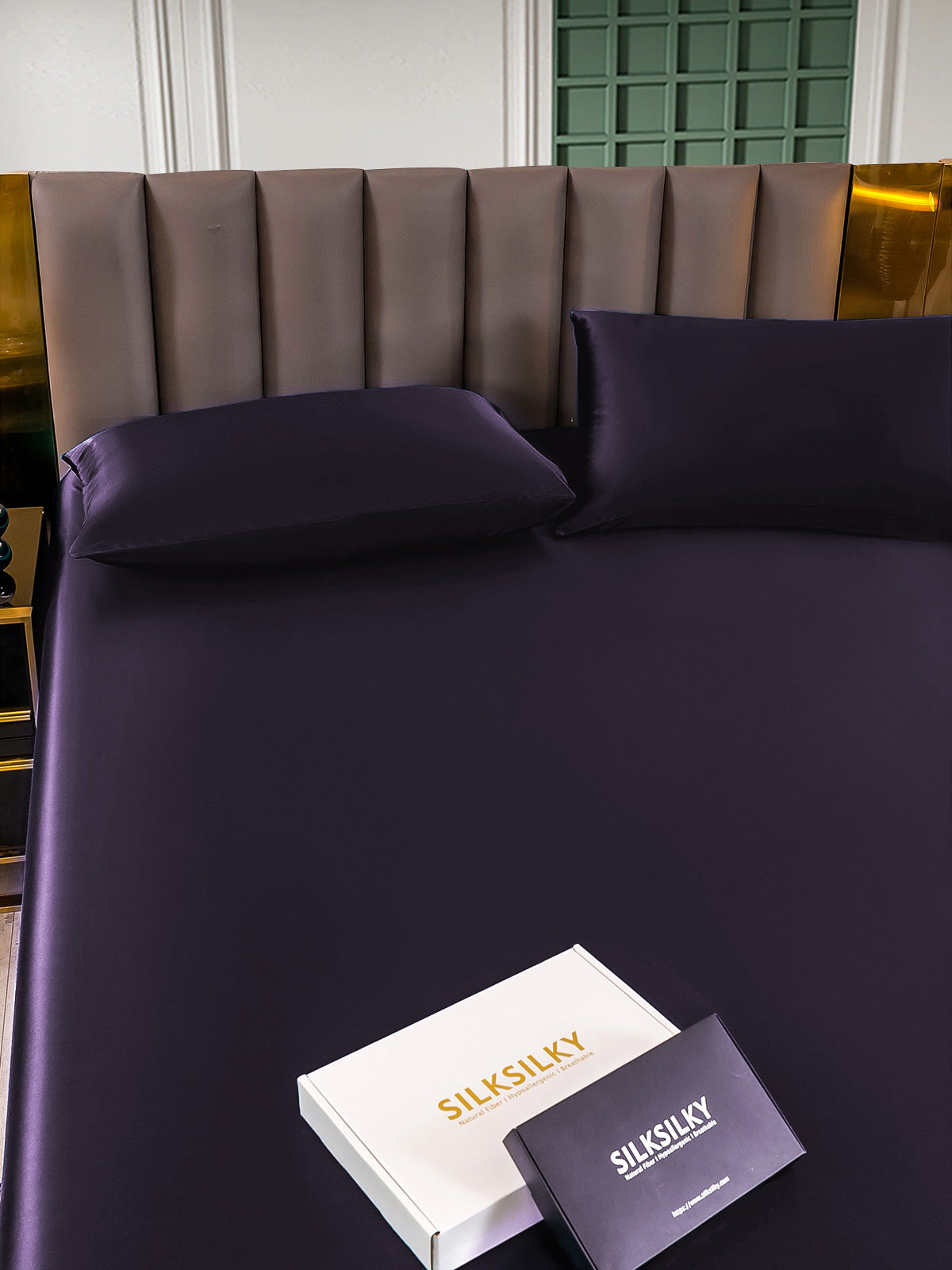 Set in seta da 3 pezzi 25Momme: lenzuolo con angoli + 2 federe