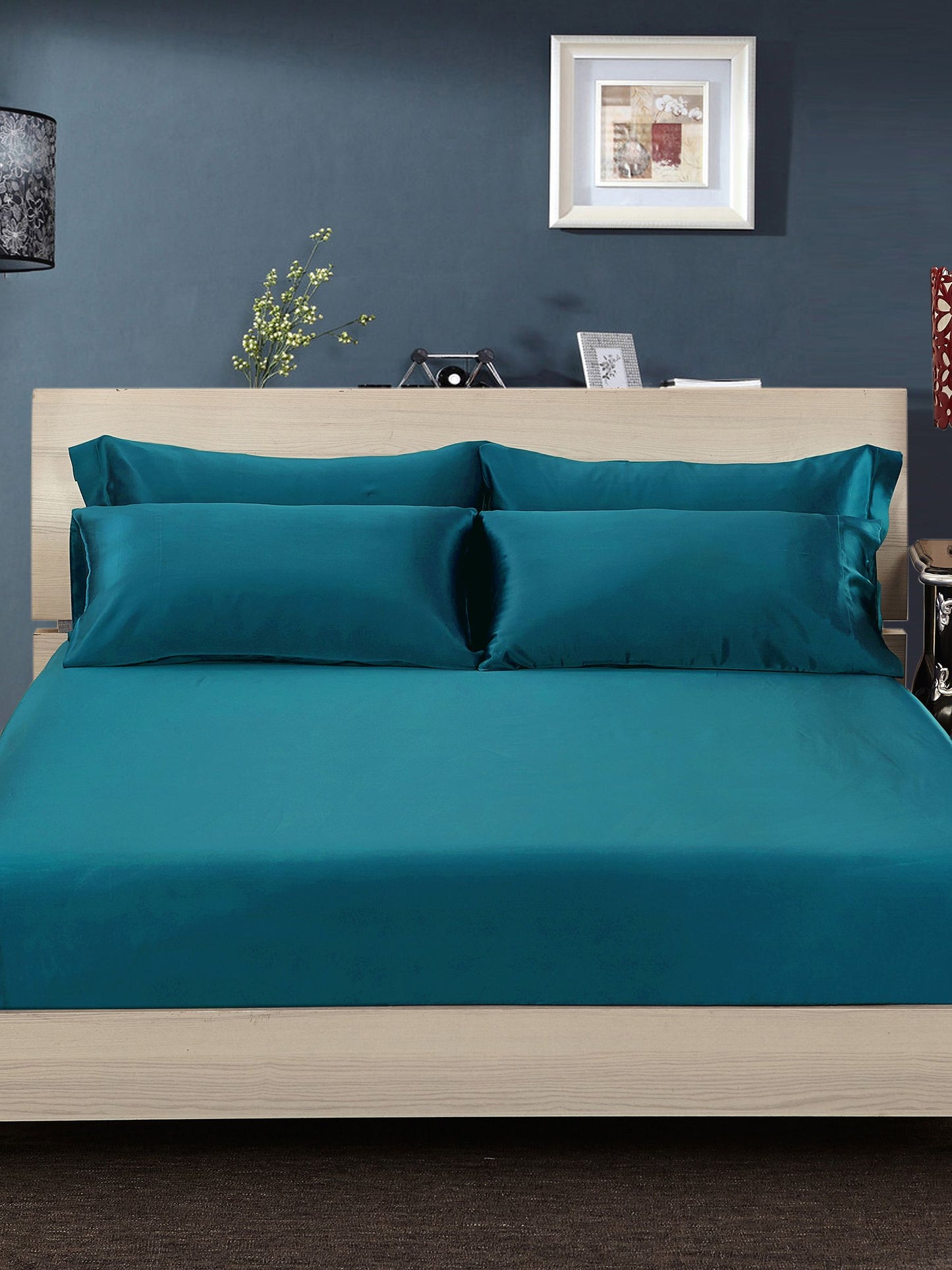 Set di biancheria da letto in seta 25MM 4 pezzi | Super Omaggio +1 Cuscino +1 Mascherina per gli occhi +1 Tappi per le orecchie